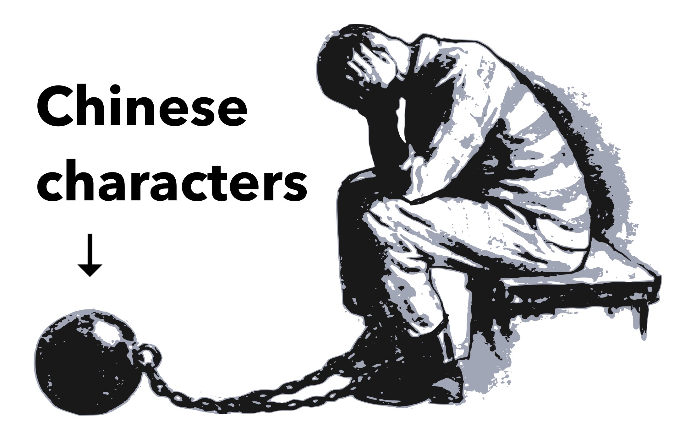 Chinese characters are a ball and chain made of human tradition.