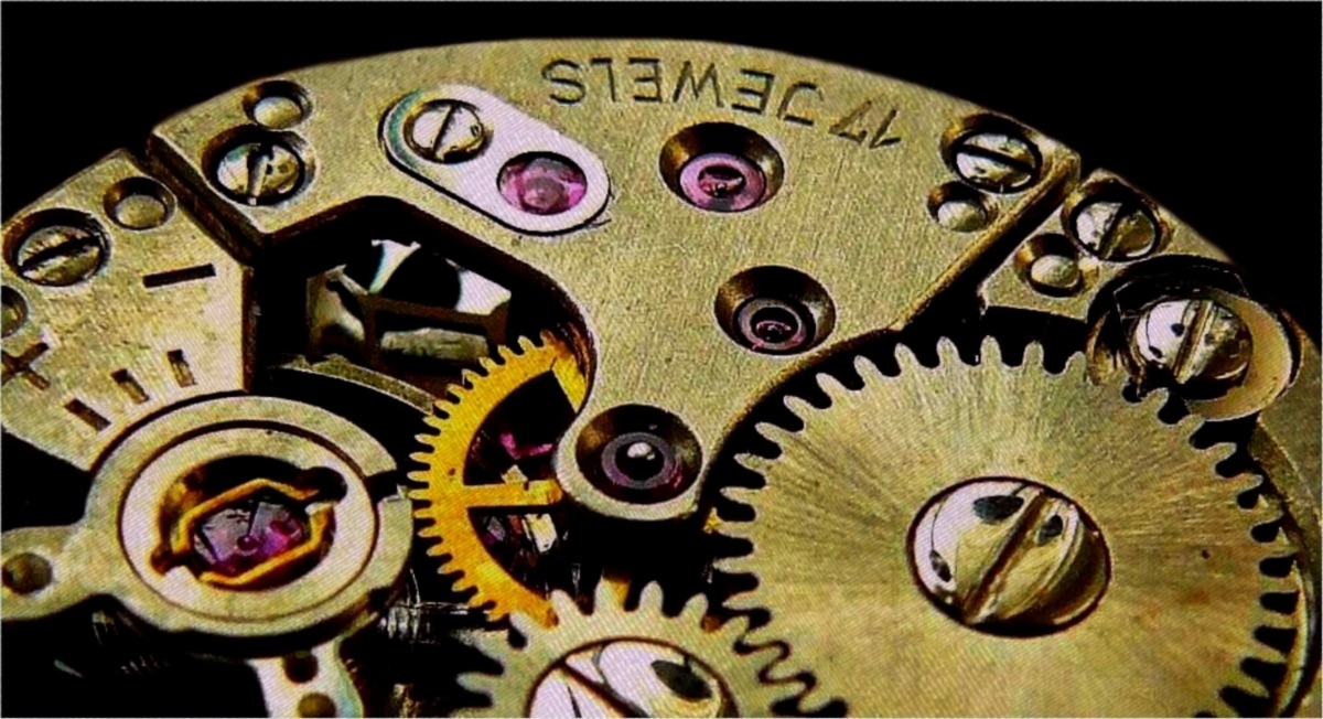 Closeup of a clockwork mechanism