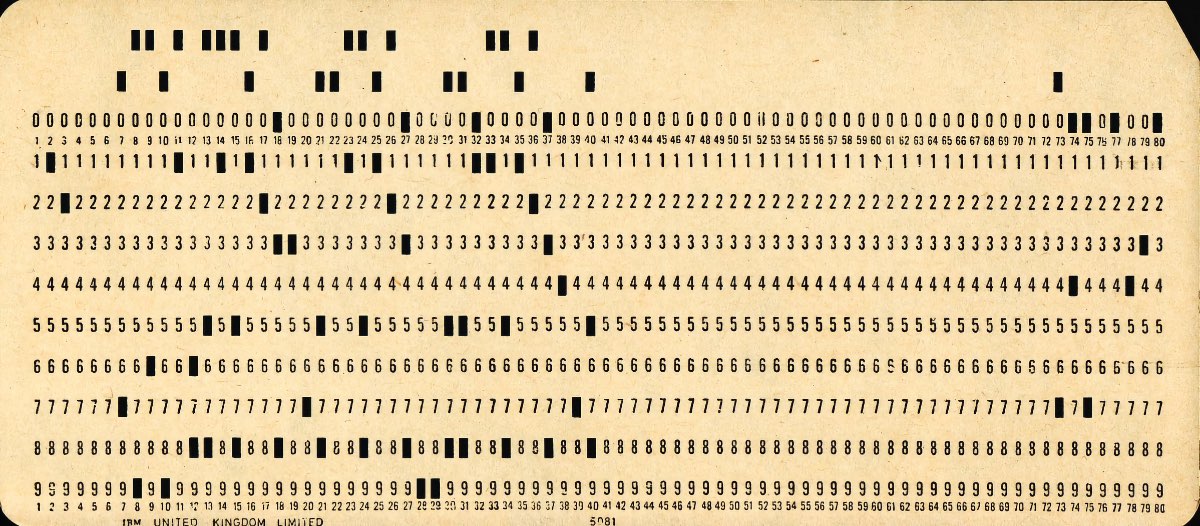 Punched card used to load software into an old mainframe computer