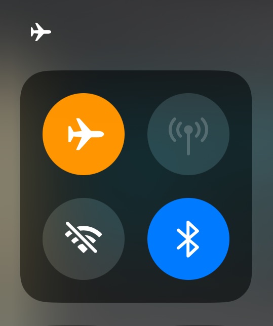 The Airplane Mode button in Control Center (iPhone, iOS 17.4.1)