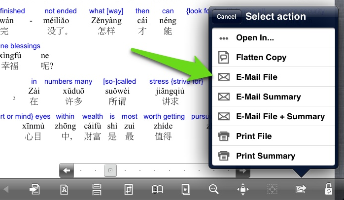 Emailing a file from GoodReader for iPad