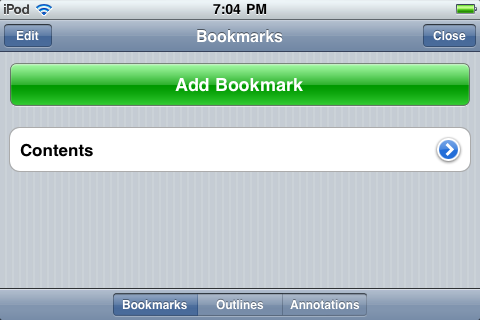 Adding bookmarks in GoodReader for iPhone, step 2